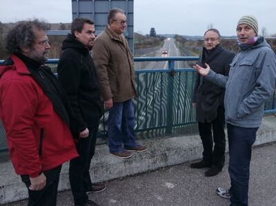 Andreas Stoch mit SPD-Ortsvereinsvorsitzendem Görlach, WDA-Gemeinderäten Czichon und Diebold und Kreisrat Oszfolk