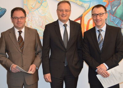 Bürgermeister Mailänder, Andreas Stoch und Bürgermeister Kraut (v.l.)